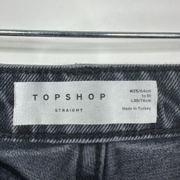 2/$30 Topshop Straight High Rise Black Wash Raw Hem W25 #9321 - Picture 4 of 8